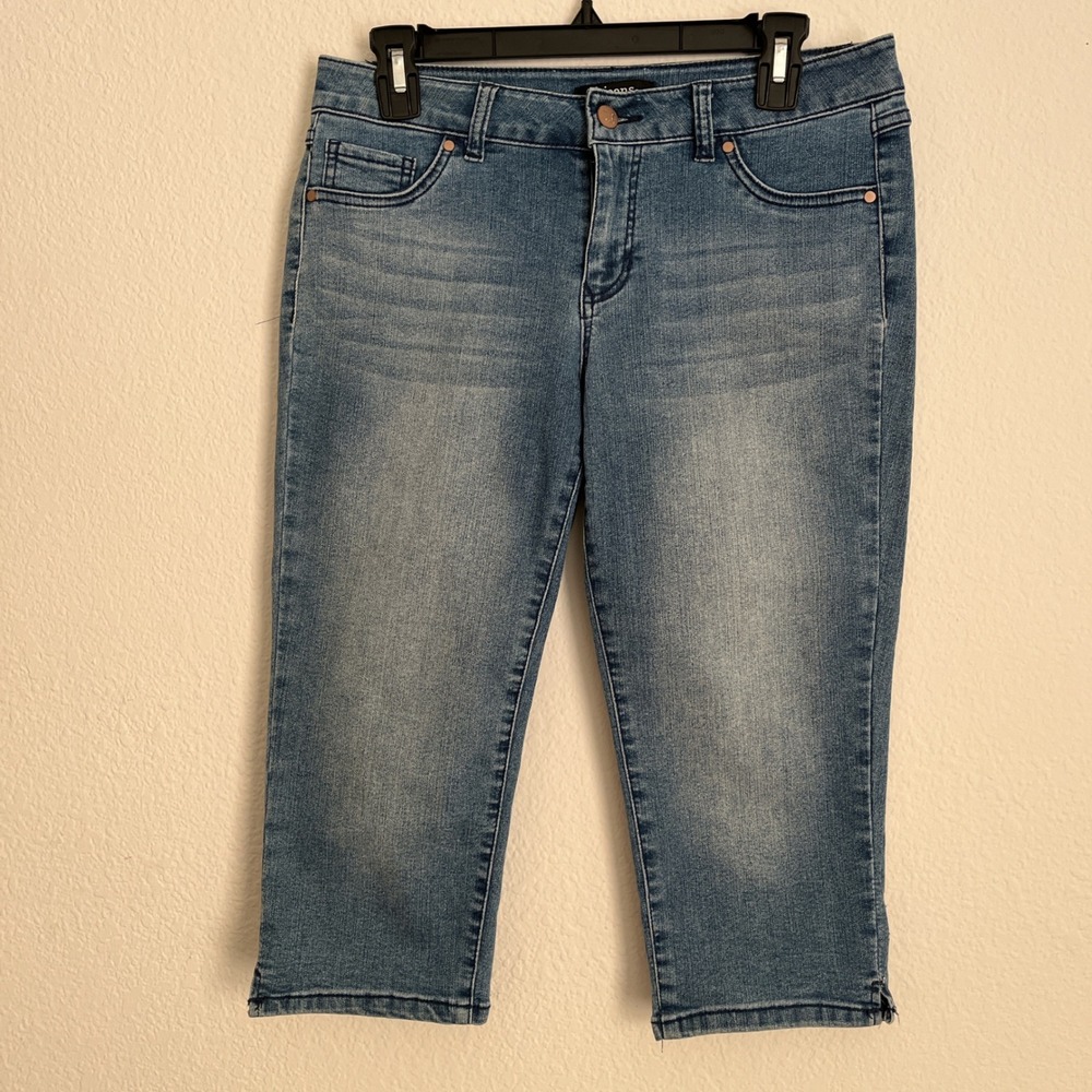 d.jeans Capri Jeans Size 6 Stretch Denim Blue Mid Rise Slim Fit Y2K Faux‎ Pocket